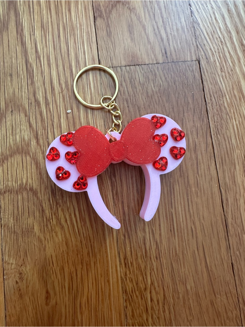 Fawn Doe Pink and Red Minnie-Style Bow Keychain Charm NEW